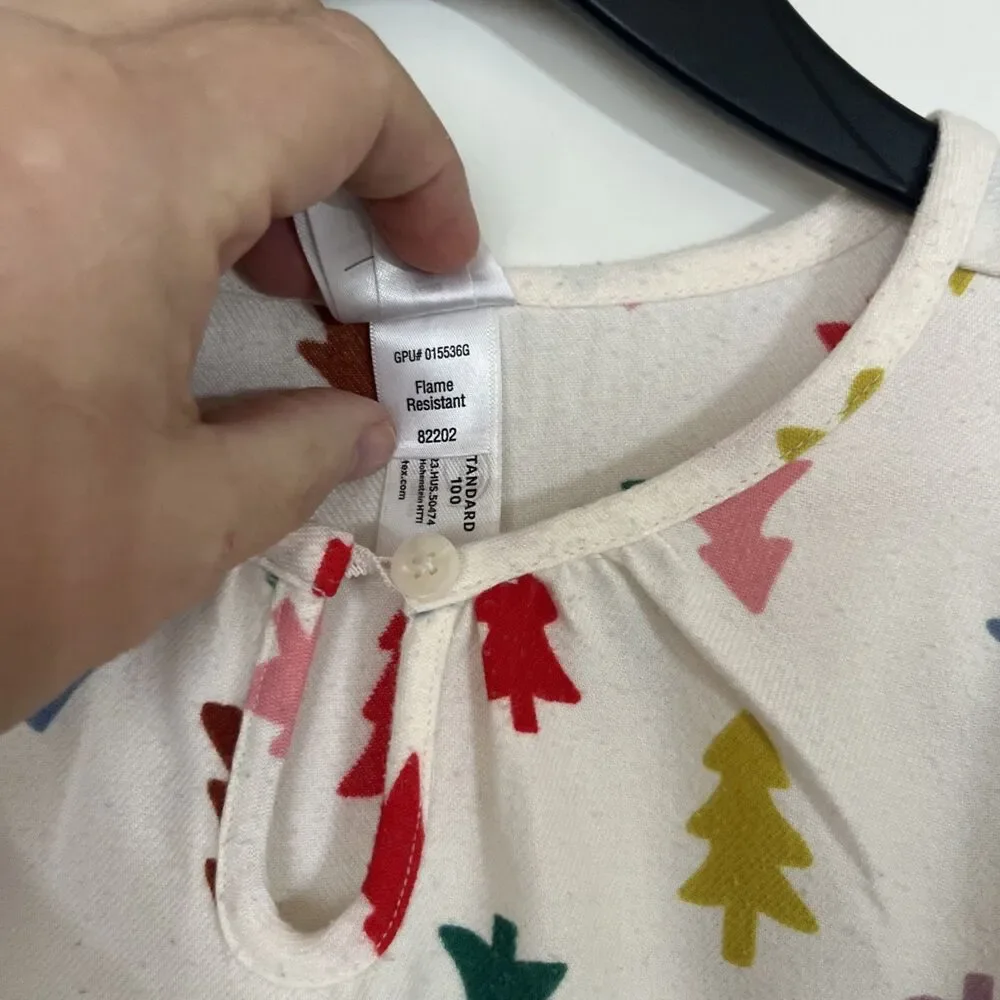 Hanna Anderson Flannel Christmas Tree Nightgown Size 8